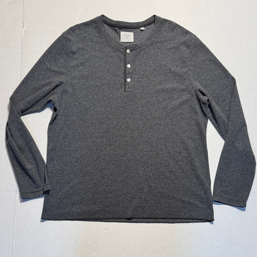 BILLY REID Men's Long Sleeve Mini Waffle Knit‎ Henley Shirt Gray Black Size XXL